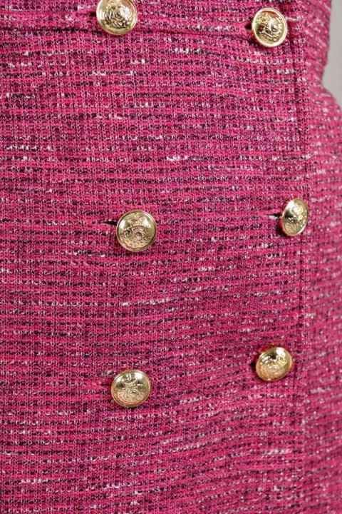 Vestido  tweed manga longa Perla - Rosa