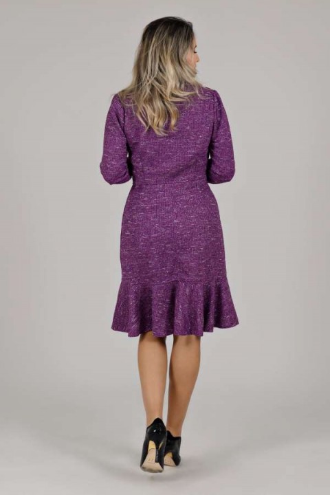 Vestido  tweed manga longa Perla - Roxo