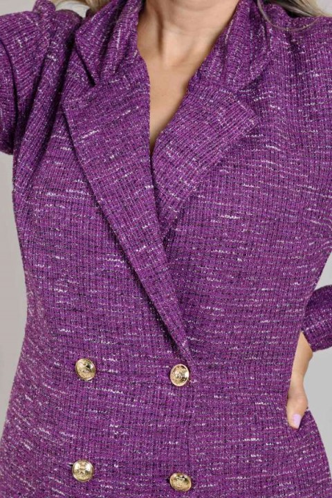 Vestido  tweed manga longa Perla - Roxo