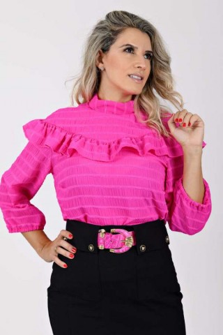 Blusa babado manga 3/4 Gracielle  - Pink