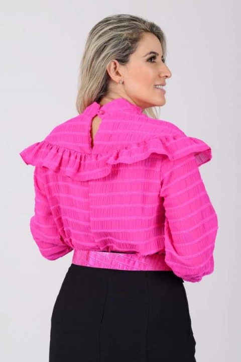 Blusa babado manga 3/4 Gracielle  - Pink