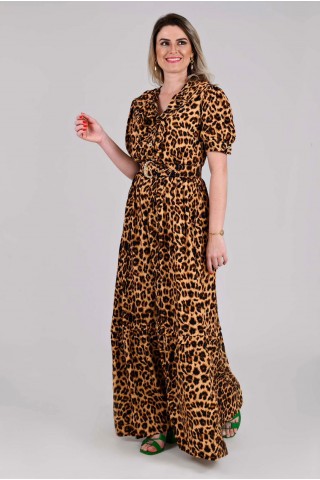 Vestido animal print longo 