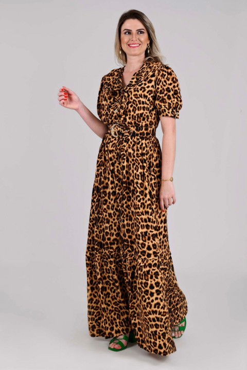 Vestido animal print longo 