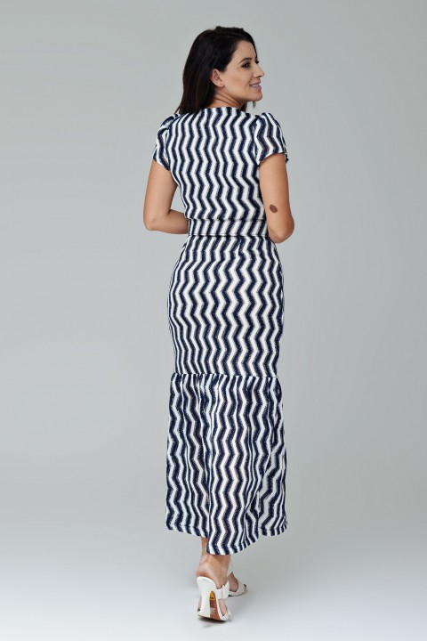 Vestido midi azul com fenda frontal e botões - Adelaide