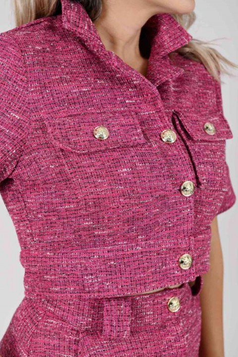 Blusa Tweed com manga 3/4 - Caroline Pink