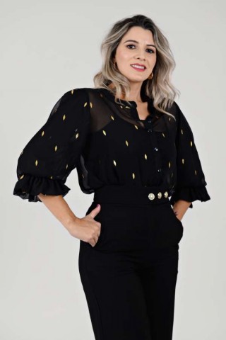 Blusa gola careca - Liliane Preta